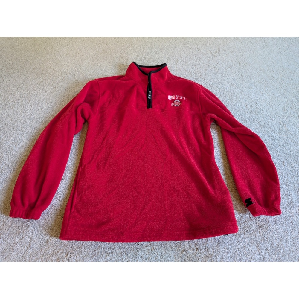 Womens Ohio State Buckeyes Team Starter Fleece Jacket Large Red Quarter Zip